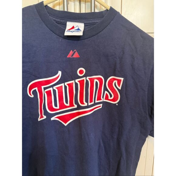 Majestic Unisex MLB Minnesota Twins Joe Mauer #7 Graphic T-Shirt Blue Large - Picture 4 of 7